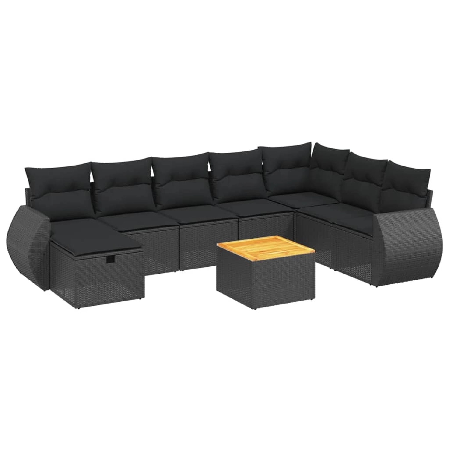 vidaXL 9-tlg Garten-Sofagarnitur mit Kissen Schwarz Poly Rattan Modell 132 günstig online kaufen