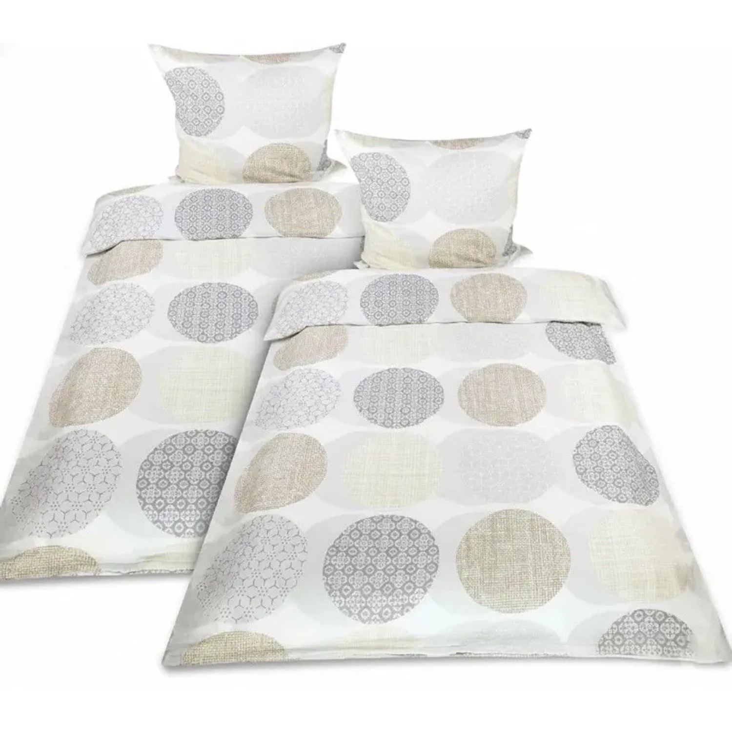 Beautissu Biber Bettwäsche 4tlg Josi 135x200cm 80x80cm Beige