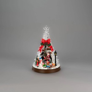 Konstsmide Weihnachtsbaum Szenerie mit 8 bunten LEDs, detailreiche Weihnachtsszene mit Figuren für Innen.