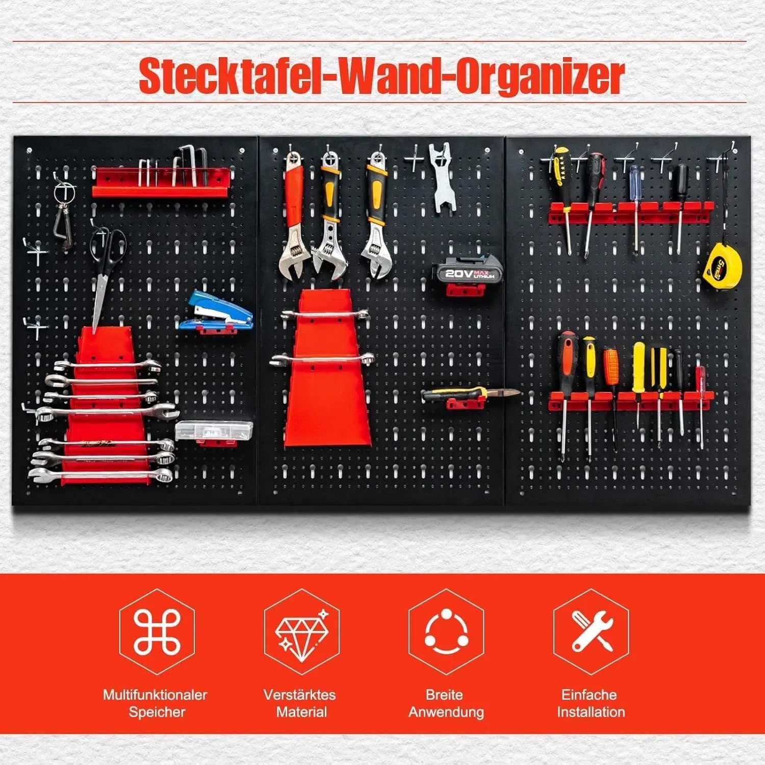Costway Werkzeugwand Inkl. 28-Teiligem Regal-Set 3 Lochplatten_2
