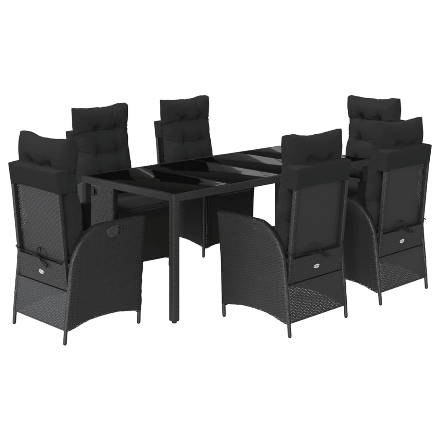 vidaXL 7-Tlg Garten-Essgruppe mit Kissen Schwarz Poly Rattan 3213324 günstig online kaufen