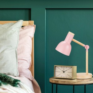 Relaxdays Schreibtischlampe Holz Rosa Verstellbar 45,5 cm x 14,5 cm 0,75 kg
