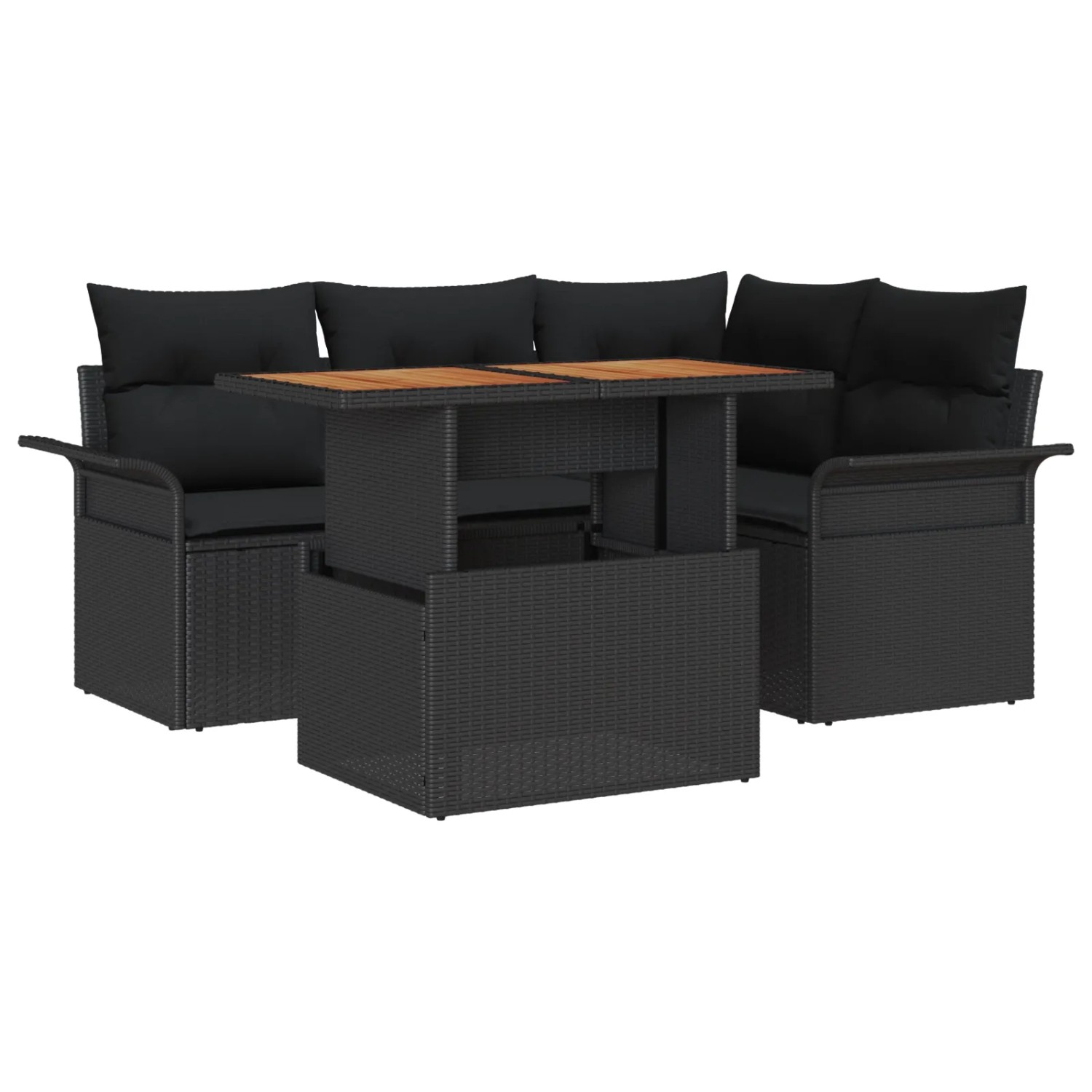 vidaXL Garten-Sofa-Set mit Speicher 5-Tlg Schwarz Poly Rattan 3358067 günstig online kaufen