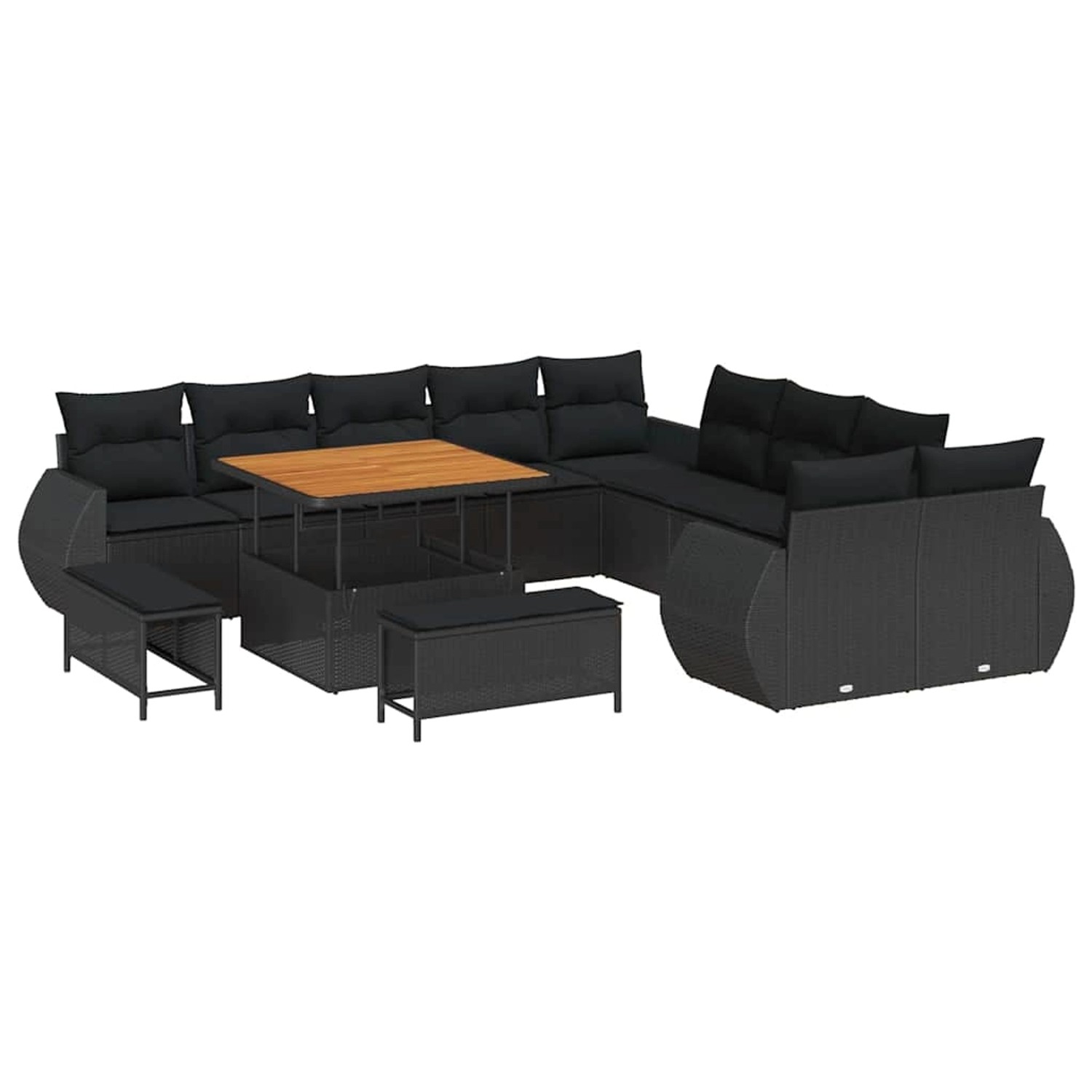 vidaXL Garten-Sofa-Set 13-Tlg Schwarz Poly Rattan 3361924 günstig online kaufen