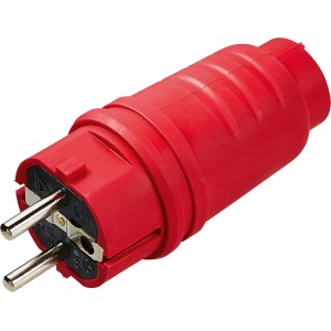 Roter Gummi Schutzkontakt-Stecker für Innenräume.