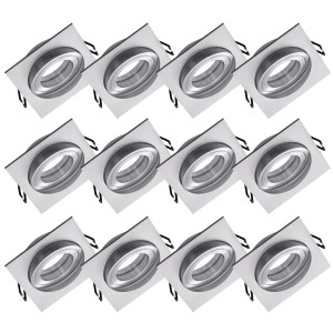 Oktaplex 12er Set Einbaustrahler Aluminium Lyon Schwenkbar für LED-Module Deckenspot Silber Eckig