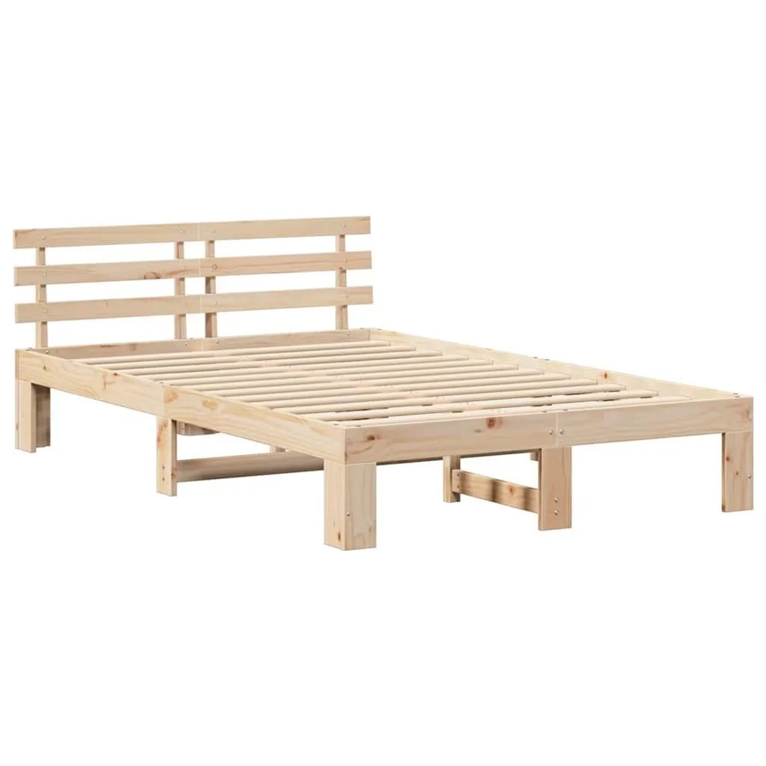 vidaXL Bettrahmen mit Kopfteil Natur 140 x 190 cm Massives Kiefernholz 872614