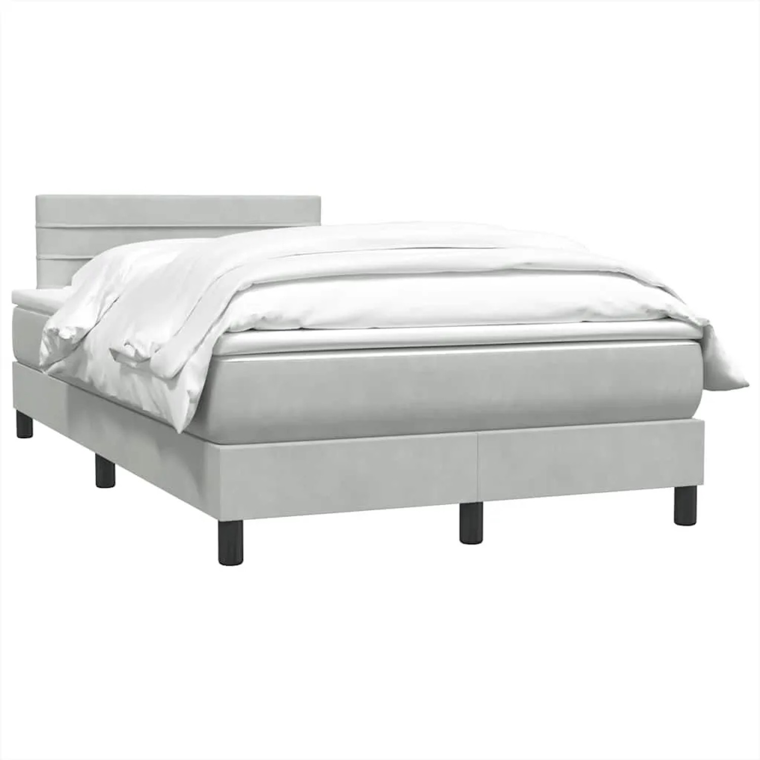 vidaXL Boxspringbett mit Matratze Hellgrau 120x220 cm Samt 3316347 günstig online kaufen