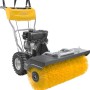 Stiga Kehrmaschine SWS 800 G mit gelber Bürste und schwarzem Motorblock.