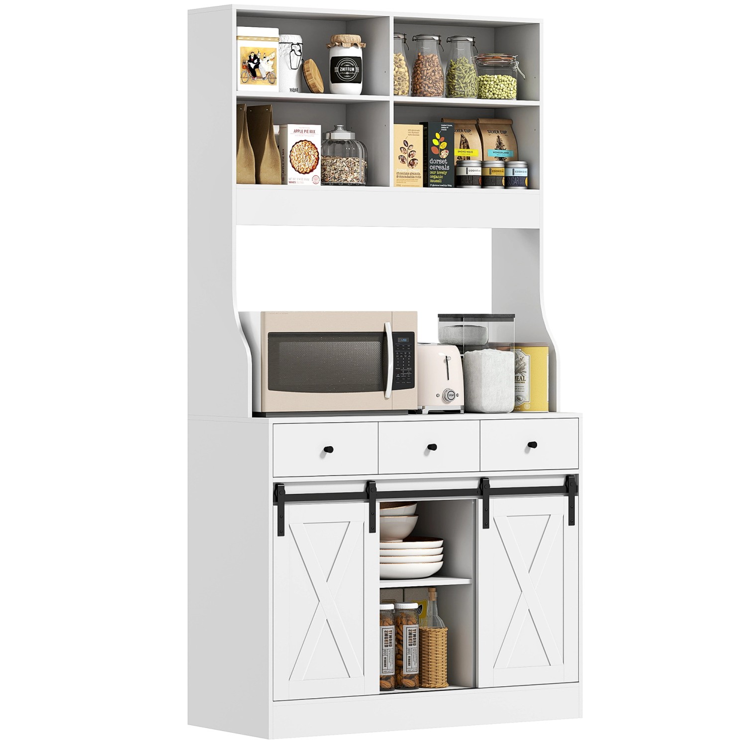 HOMCOM Küchenschrank Spanplatte 93,5L x 40B x 180H cm Weiß günstig online kaufen