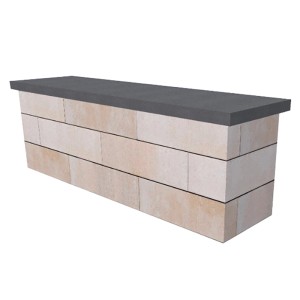 EHL CityPur Sitzbank mit Tribus-Set, 180 cm, Sandstein-Nuanciert, aus Mauersteinen.