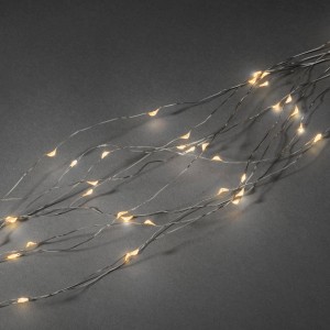 Konstsmide LED Tropfenlametta mit 90 bernsteinfarbenen Dioden, silberne Drähte, Innen-Lichterkette.