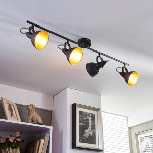 Schwarzer Lindby Strahler Julin mit 4 Lampen für Wohnzimmer, E14 Fassung.