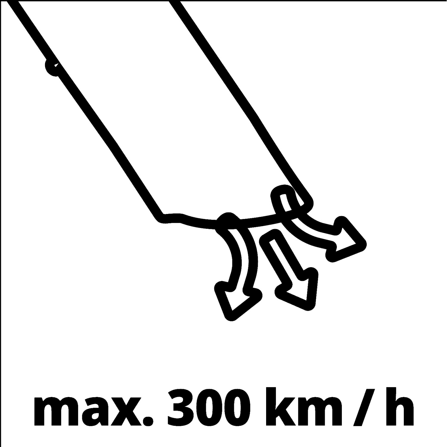 Symbol für max. 300 km/h Blasgeschwindigkeit des Einhell Elektro-Laubsaugers GC-EL 3000 E.