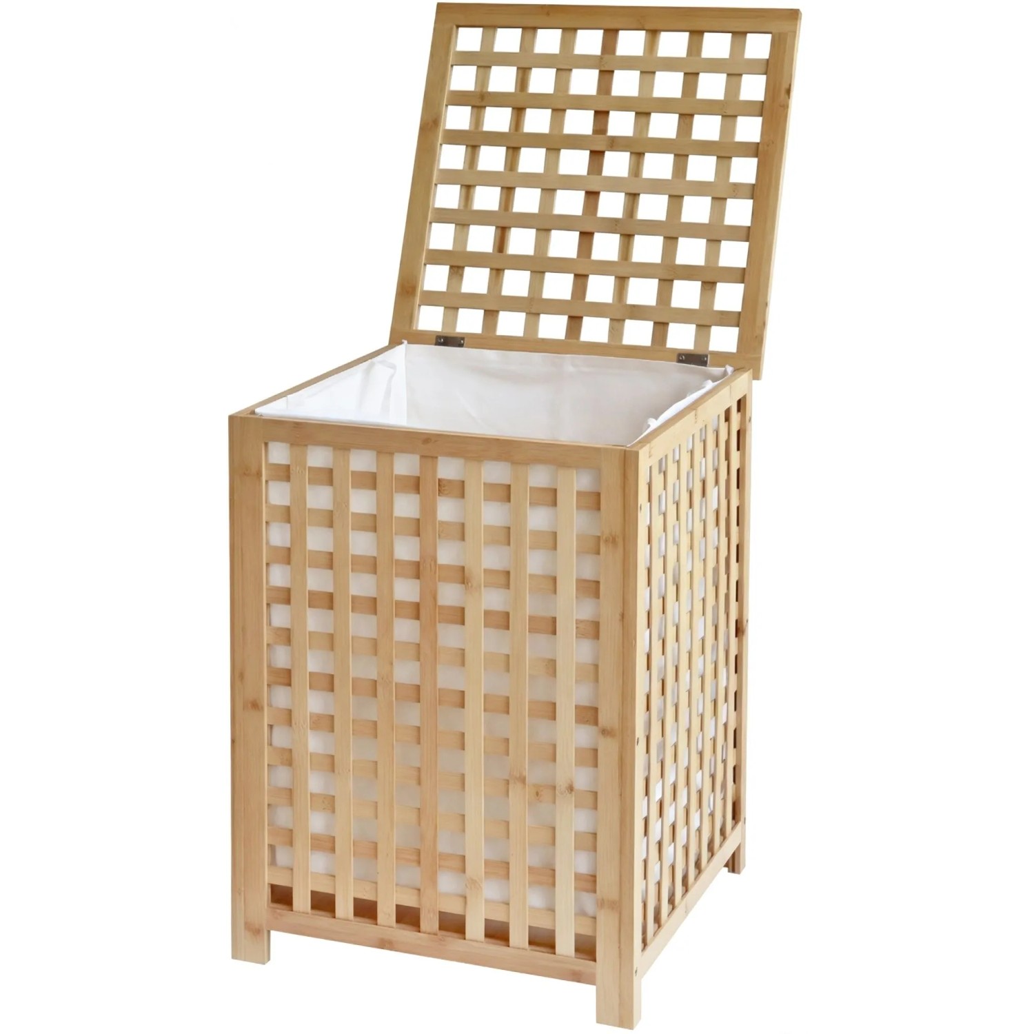 DELUKE Wäschebox HOF 1 Großes Fach 90 Liter 46x46x67cm Holz Natura Wäschesammler Wäschekorb Wäschesortierer
