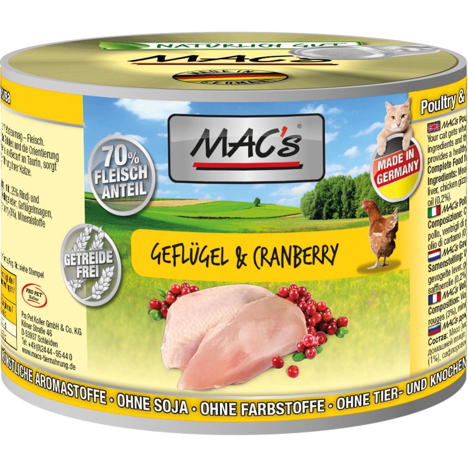 Mac's Katzen-Nassfutter Geflügel und Cranberry 200 g