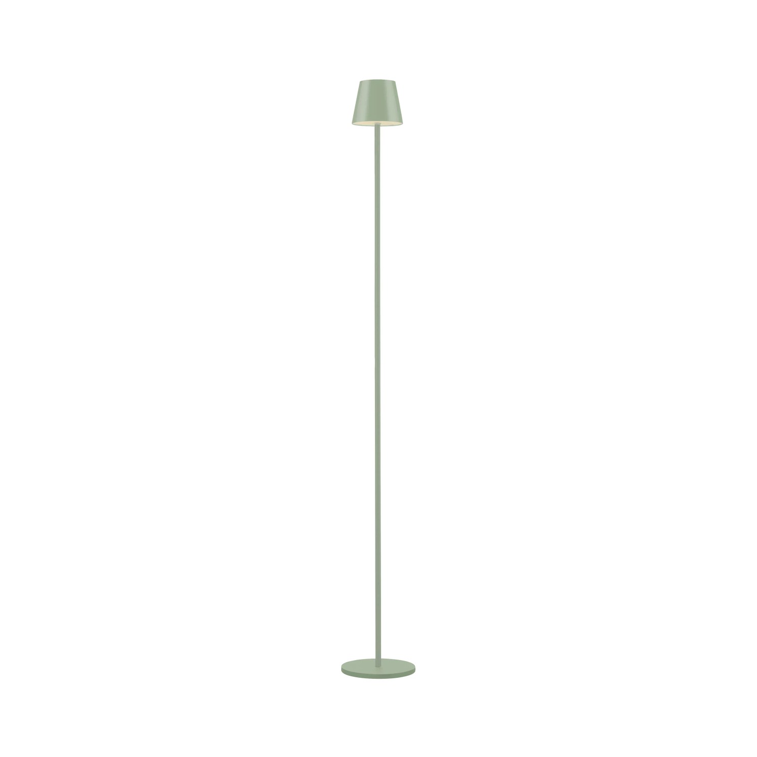 Grüne LED-Akku-Stehleuchte Euria, 125 cm hoch, für Innen und Außen.