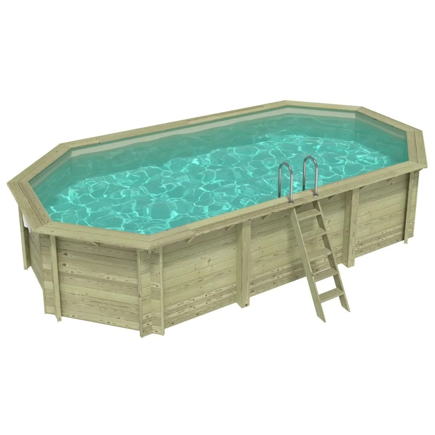 ALTANKA Holzpool Nemo 7,3x3,97 Höhe 1,45 m SANDFARBEN mit Einzubetonierendem Profil BAS7305OSPI3