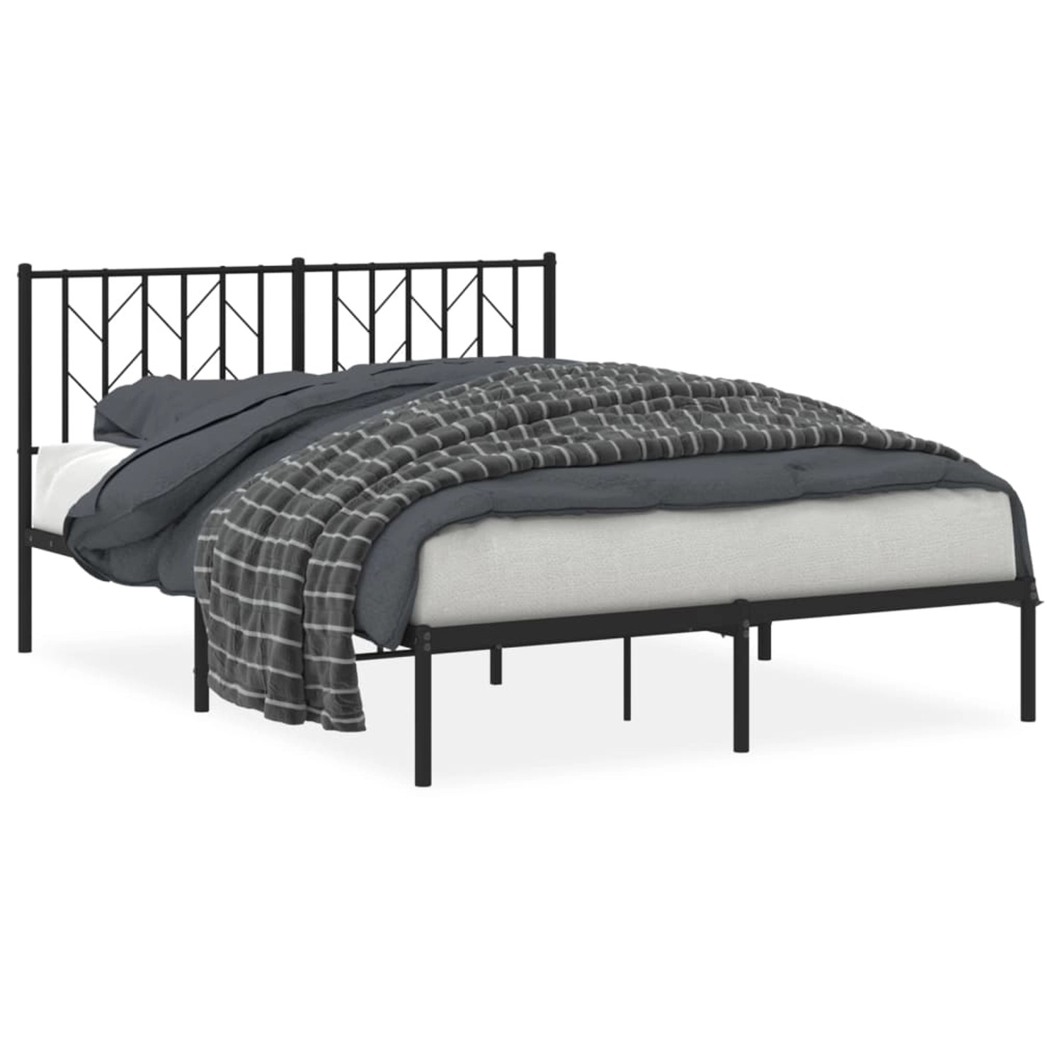 vidaXL Bettgestell mit Kopfteil Metall Schwarz 135x190 cm Modell 81931063 günstig online kaufen