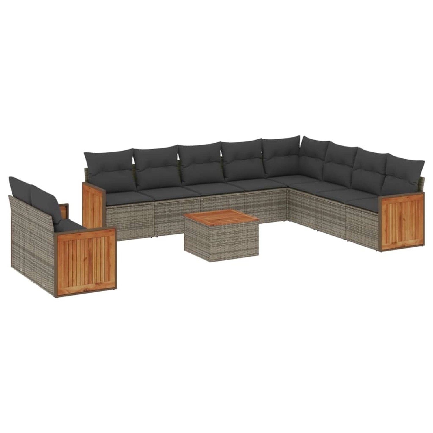 vidaXL 11-Tlg Garten-Sofagarnitur mit Kissen Grau Poly Rattan 3227803 günstig online kaufen