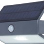 Lutec LED-Solarleuchte Arrow mit Bewegungsmelder für Außen, graue Wandleuchte mit Solarpanel.
