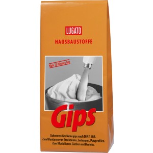 5 kg Gips zum Montieren, Gießen und Modellieren. Wandspachtel in weißer Verpackung.