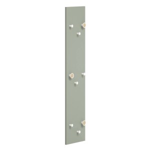 Schildmeyer Hakenpaneel Bjarne, pistaziengrün, mit 9 Haken in Weiß und Holzoptik. Garderobenpaneel für Flur und Diele.
