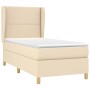 Cremefarbenes vidaXL Boxspringbett 90x190 cm mit Matratze und Kopfteil.