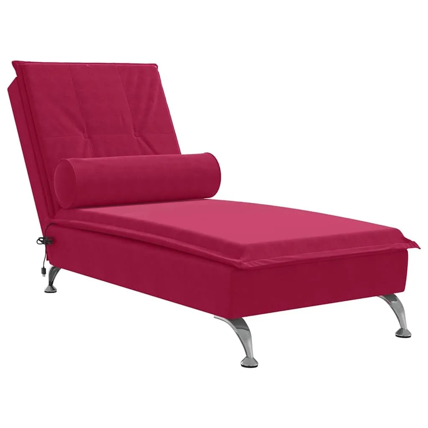 vidaXL Massage-Chaiselongue mit Nackenrolle Weinrot Samt 379454