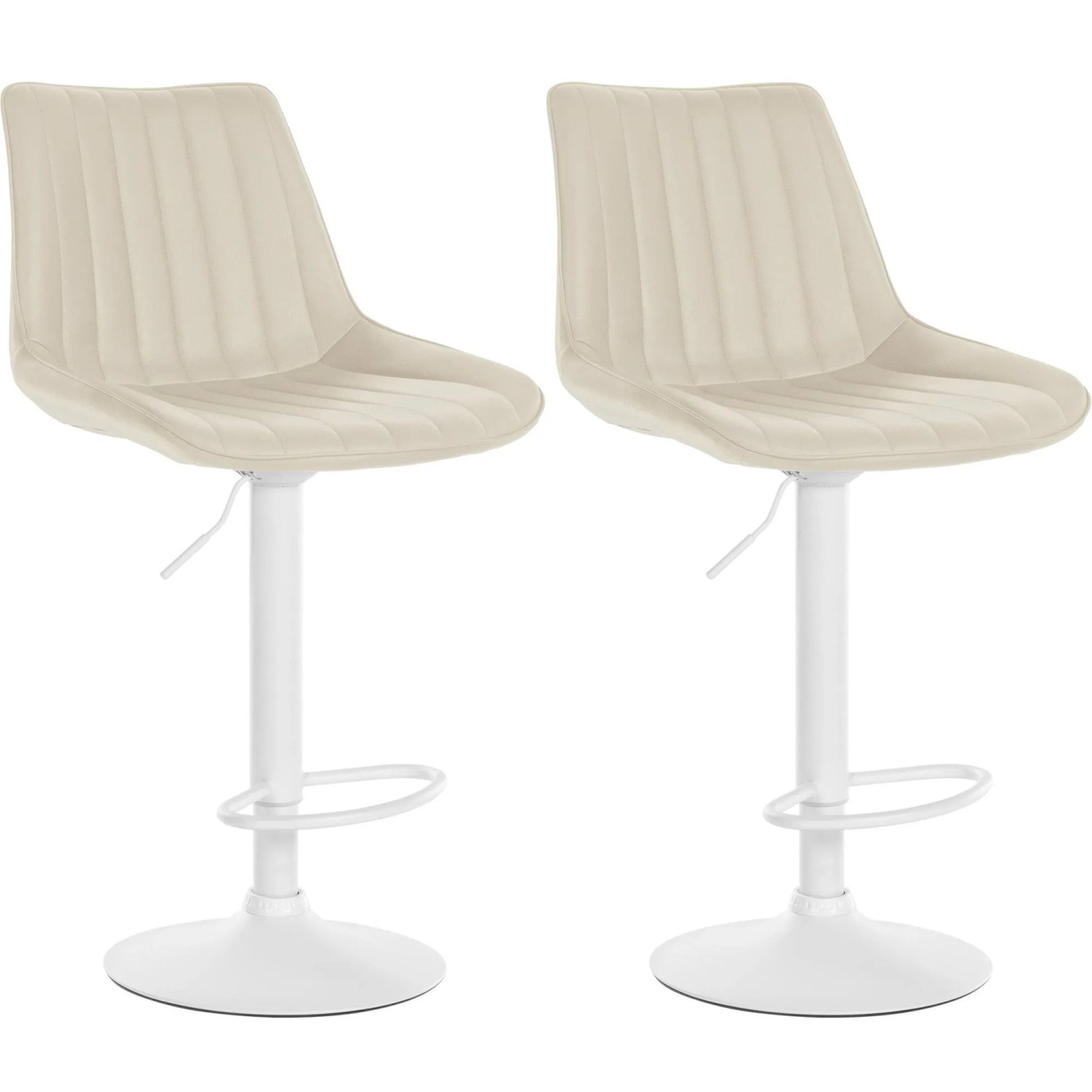 CLP 2er Set Barhocker Toni Kunstleder Metall Matt Weiss/Creme