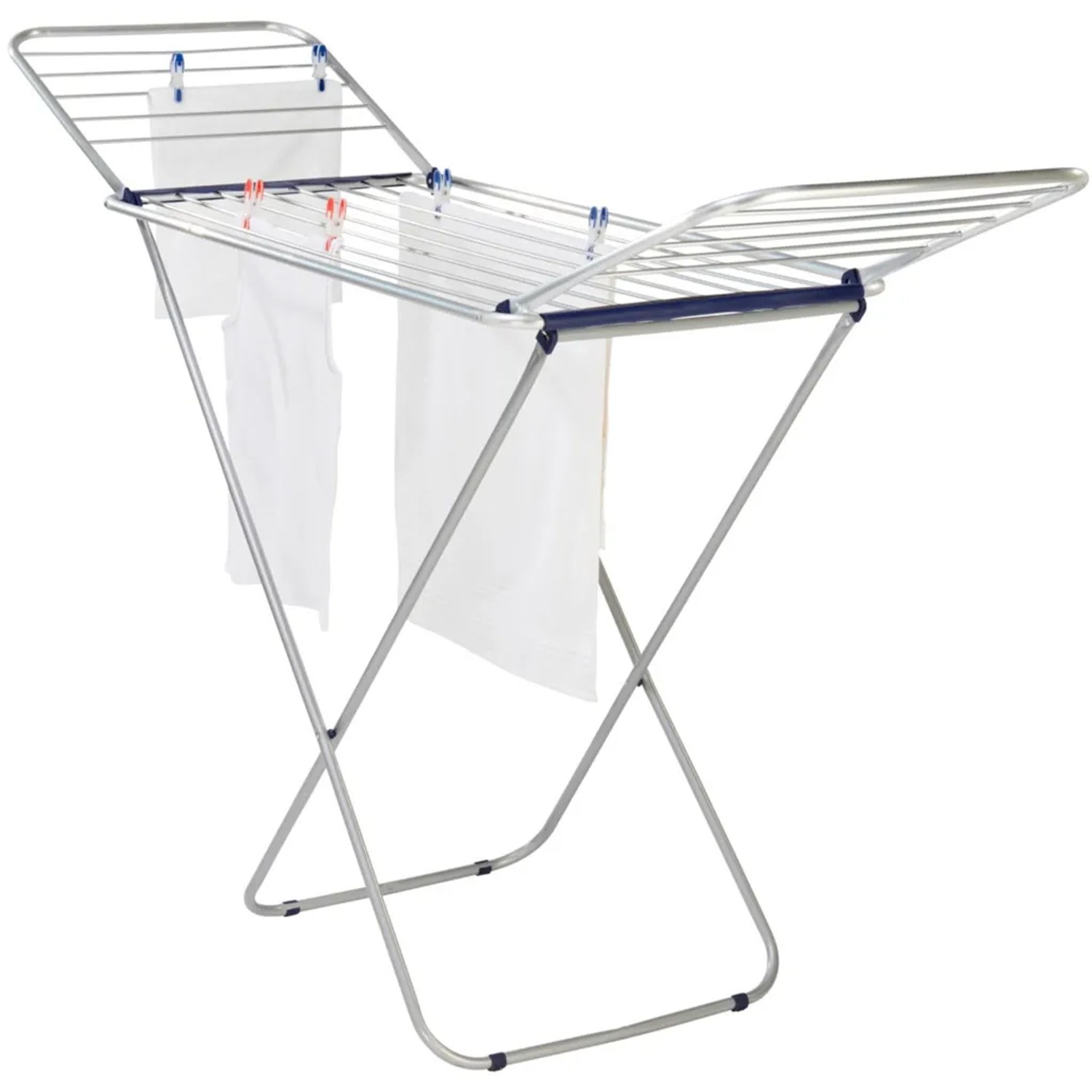 Leifheit Wäscheständer Siena 180 aus Aluminium mit Wäsche zum Trocknen.