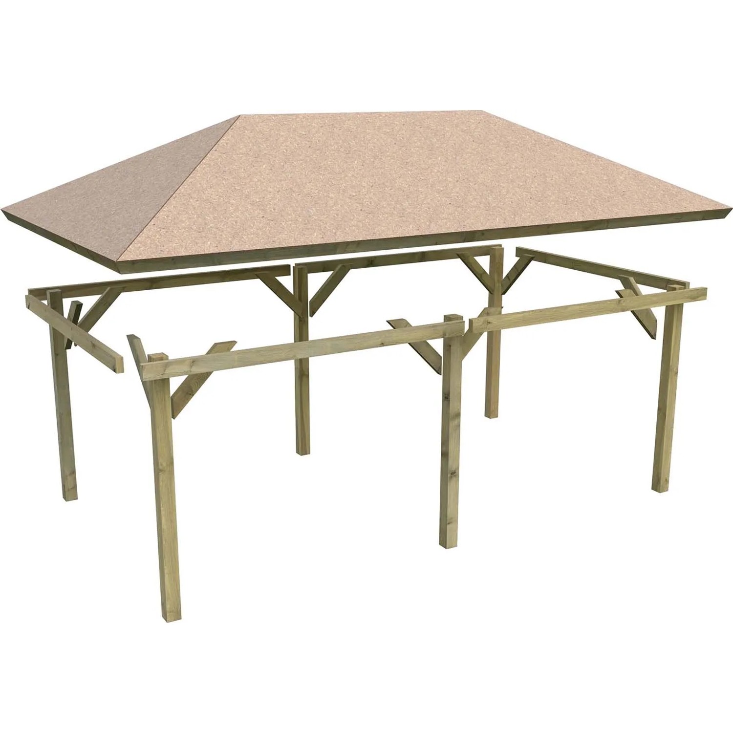 Karibu Pavillon Bever 4, kesseldruckimprägniert, Holzkonstruktion mit Walmdach.