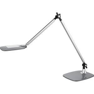 Moderne LED-Tischleuchte Pattaya von Globo in Schwarz und Silber. Schreibtischlampe mit verstellbarer Farbtemperatur.