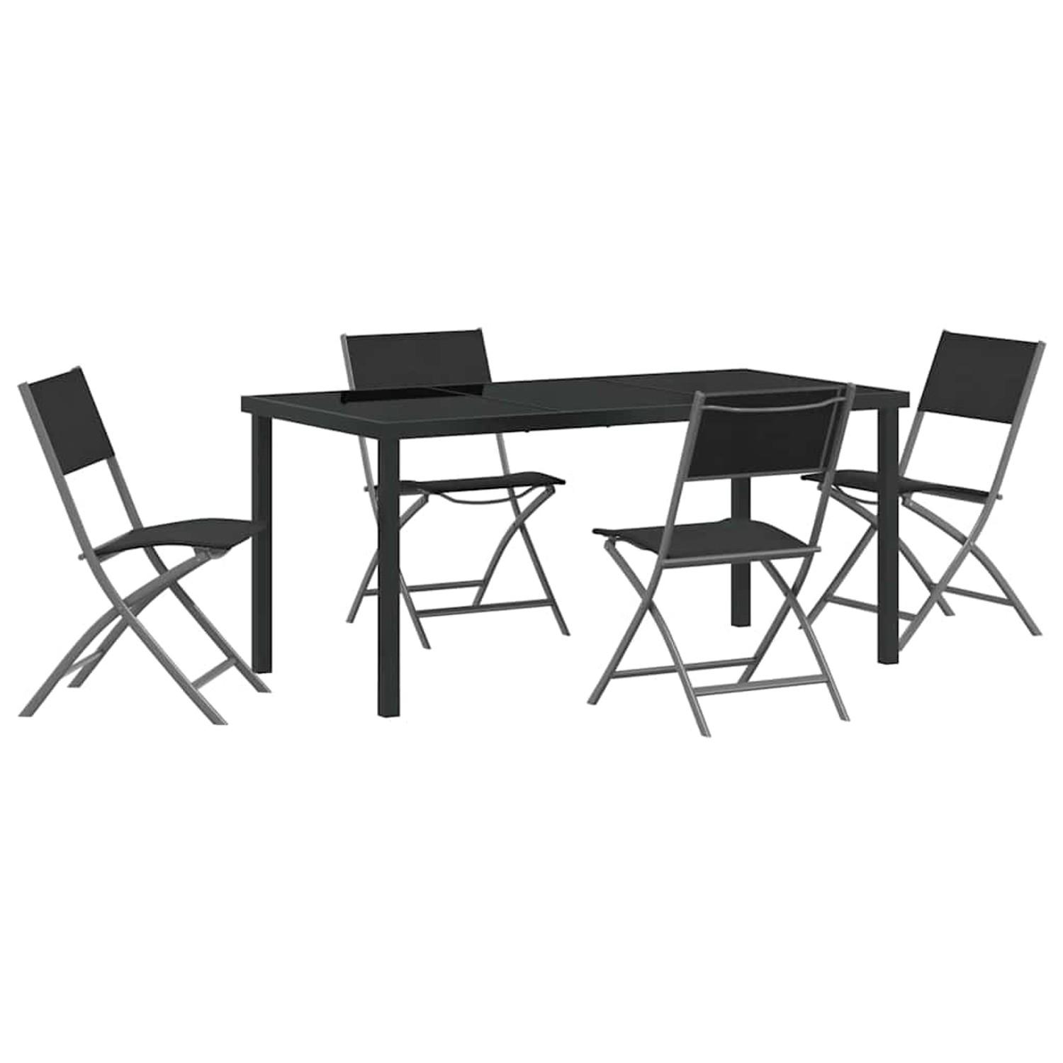 vidaXL Garten Essgruppe Falten 5-Tlg Schwarz Textilene und Stahl 3379376 günstig online kaufen