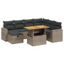 Graue 8-tlg. vidaXL Garten-Sofagarnitur aus Polyrattan mit Tisch und Kissen.