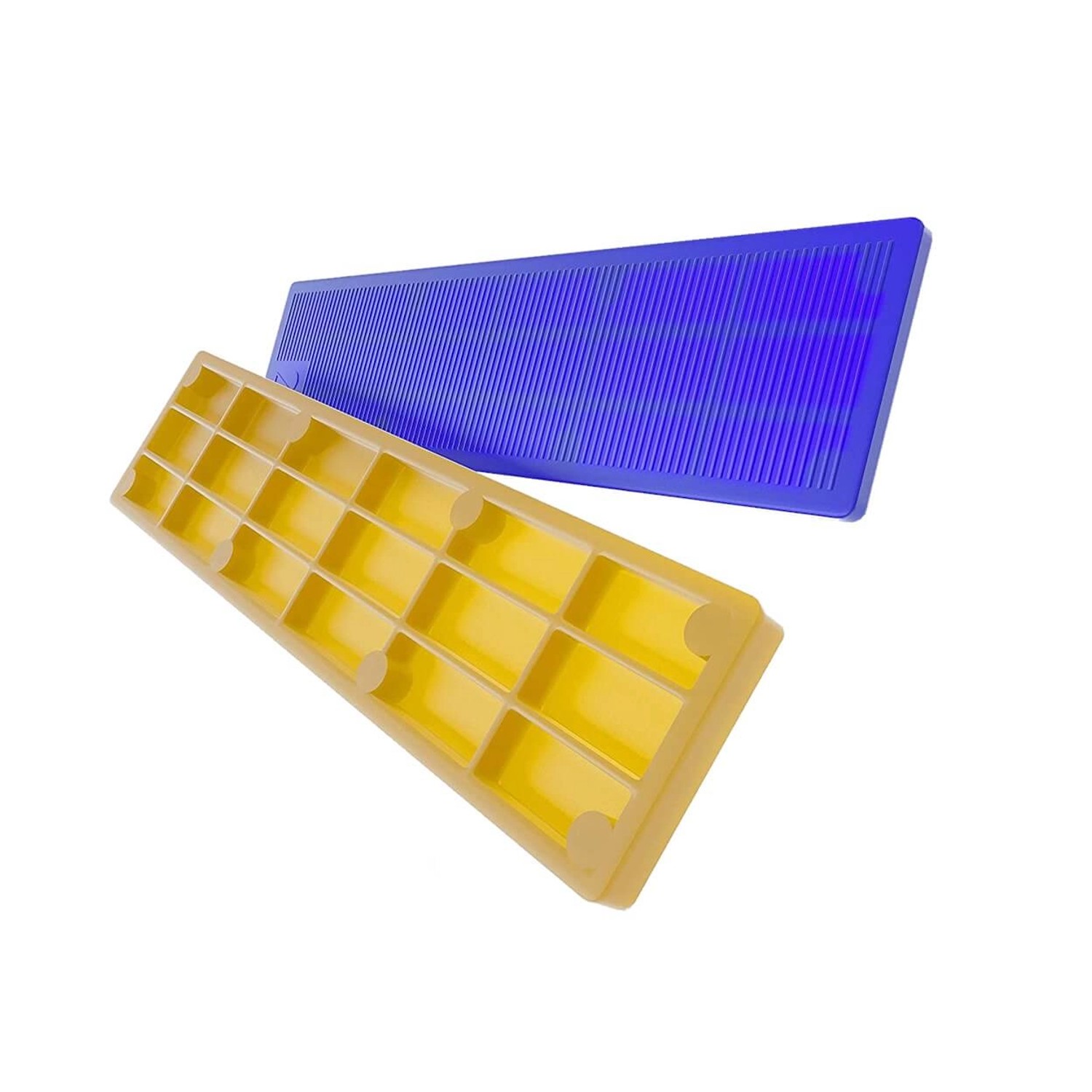 Bauheld Verglasungsklötze 100x30mm, 300er Set aus Kunststoff in Gelb und Blau für Fenster.