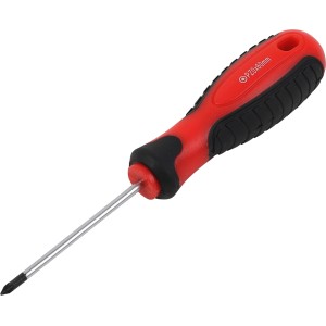 Schraubendreher PZ0 x 60 mm mit rot-schwarzem 2-Komponenten-Griff.