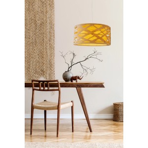 Näve Pendelleuchte Finja, Ø 40cm, mit hellem Holzschirm für stimmungsvolles Licht. Höhenverstellbar.