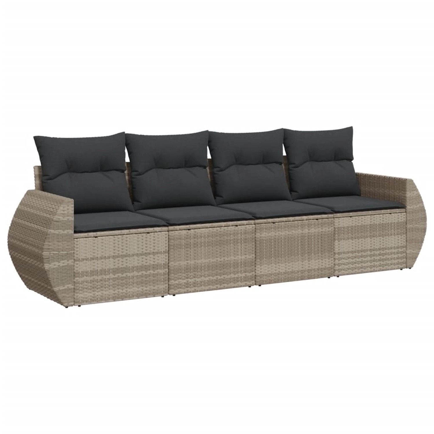 vidaXL 4-Tlg Garten-Sofagarnitur mit Kissen Hellgrau Poly Rattan 3221081 günstig online kaufen