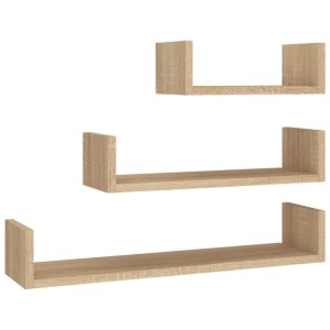 vidaXL Wandregal 3er Set Sonoma Eiche, Holzregale in U-Form für die Wandmontage.