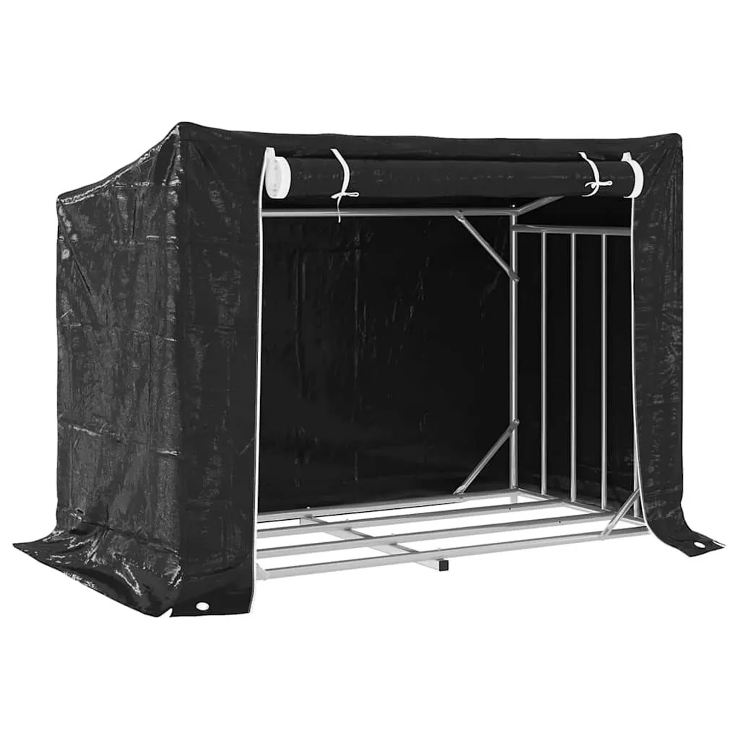 vidaXL Brennholzregal mit Regenschutz 151x80,5x110,5 cm Stahl Verzinkt 4104942