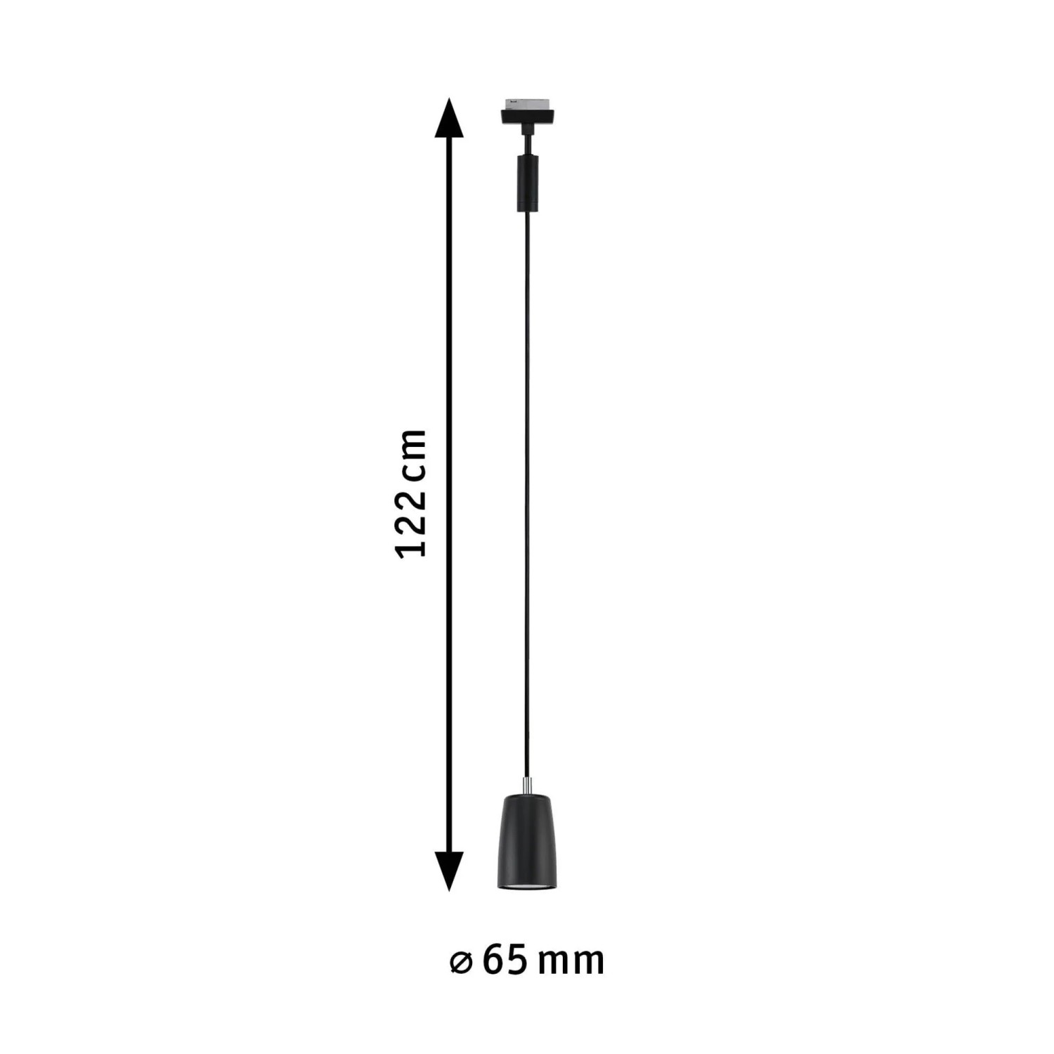 Paulmann URail Pendel Cover, schwarz matt, zylindrisch, 122 cm lang, Ø 6,5 cm. Für LED-Schienensysteme.