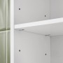Detailaufnahme: Weißes Toilettenregal/Waschmaschinenschrank mit Regalböden.