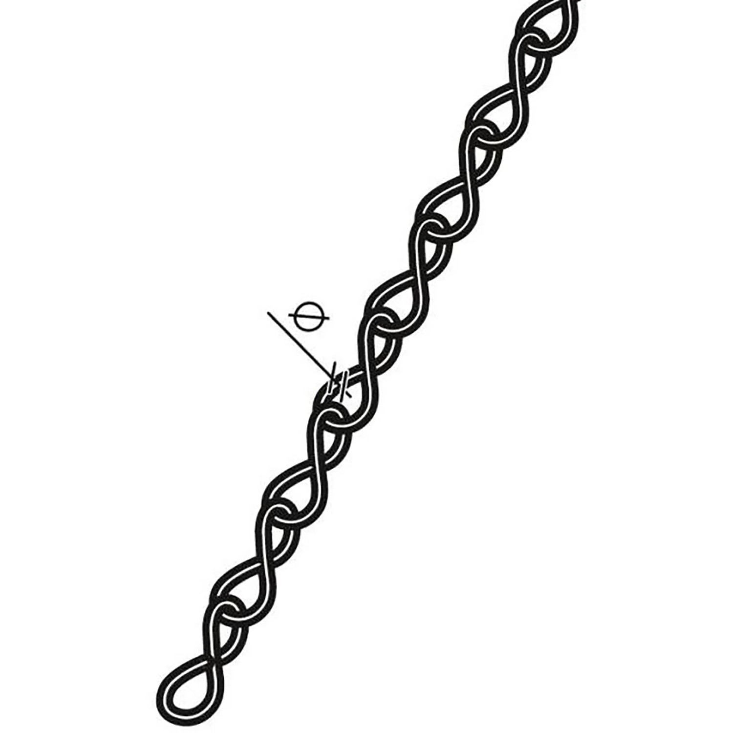 Conacord Zierkette aus Stahl, 1,1 mm Durchmesser, mit Messing-Finish. Detailansicht der dekorativen Glieder.