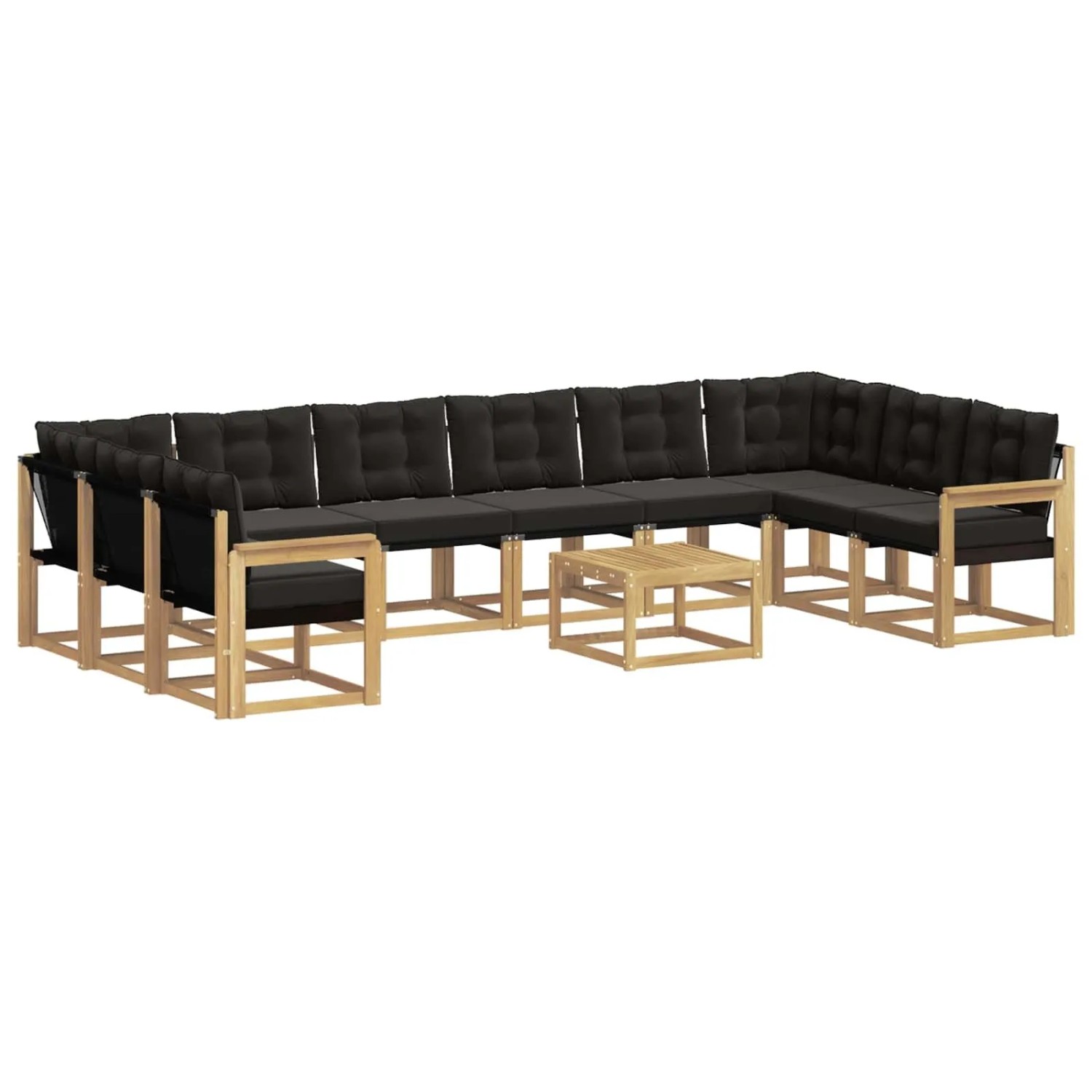 vidaXL Outdoor-Sofagarnitur mit Kissen 11 Stk Weiß und Schwarz 3389926