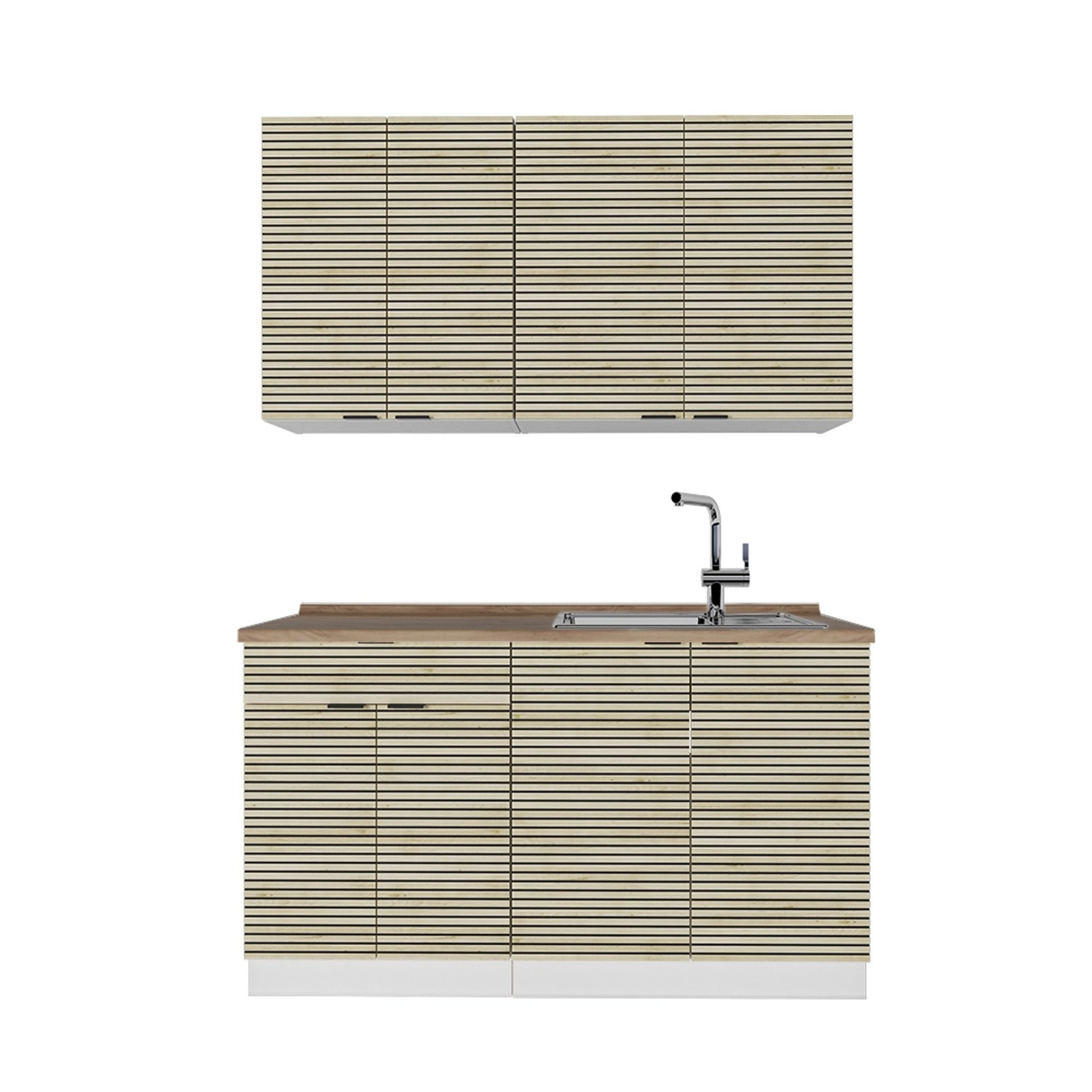 Vicco Fame-Line Singleküche Eiche Paneel/Weiß 140 cm AP Eiche günstig online kaufen