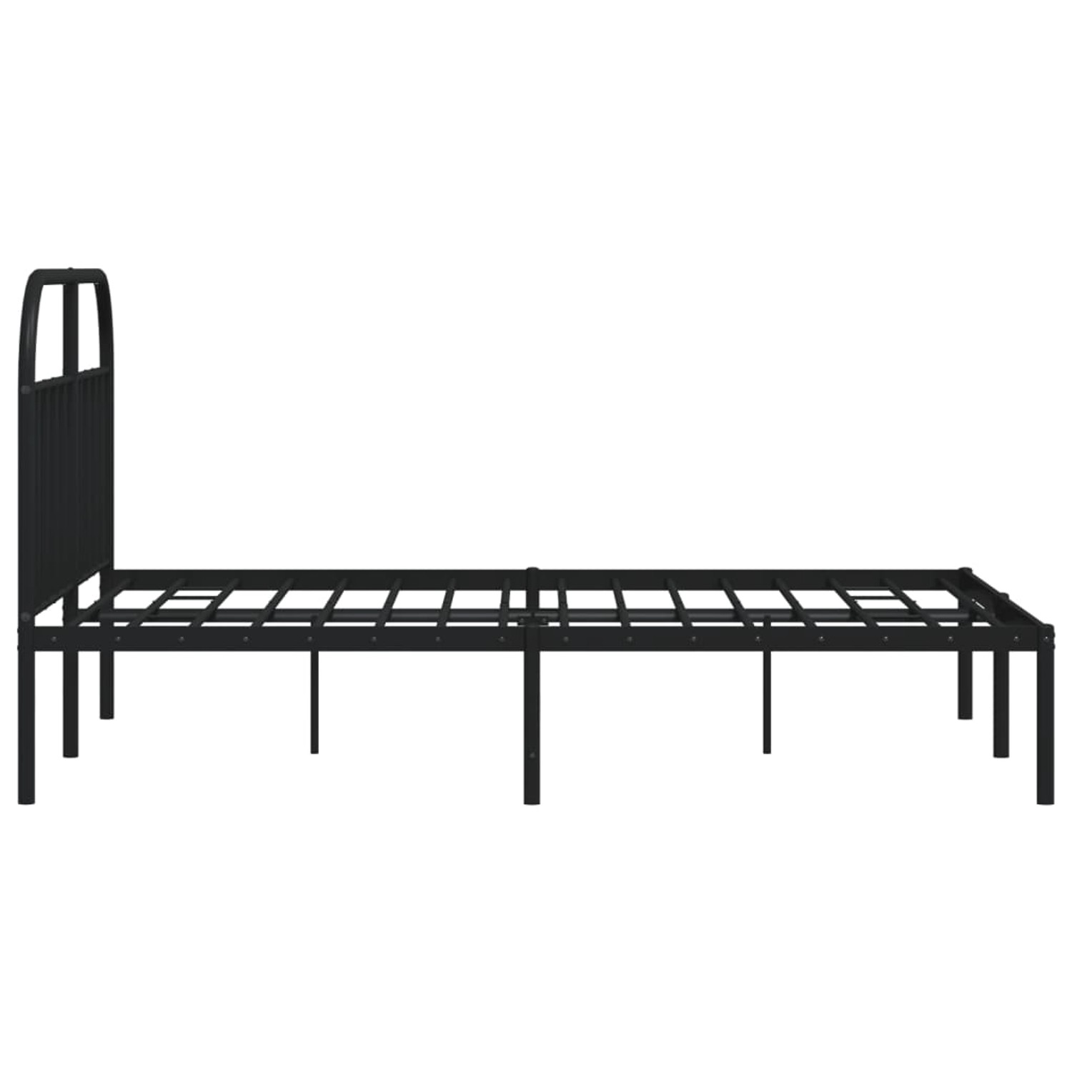 Schwarzes Metall Bettgestell 140x190 cm mit Kopfteil für Schlafzimmer.
