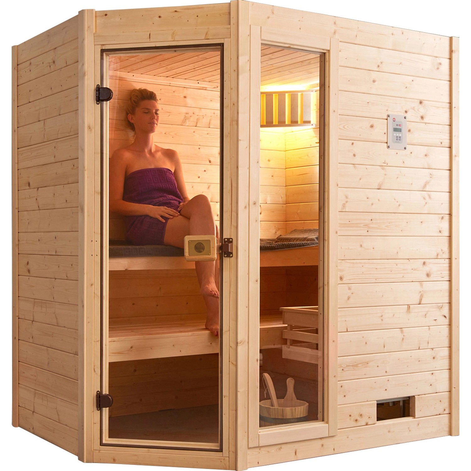 Weka Massivholz-Ecksauna Valida 189x139x203