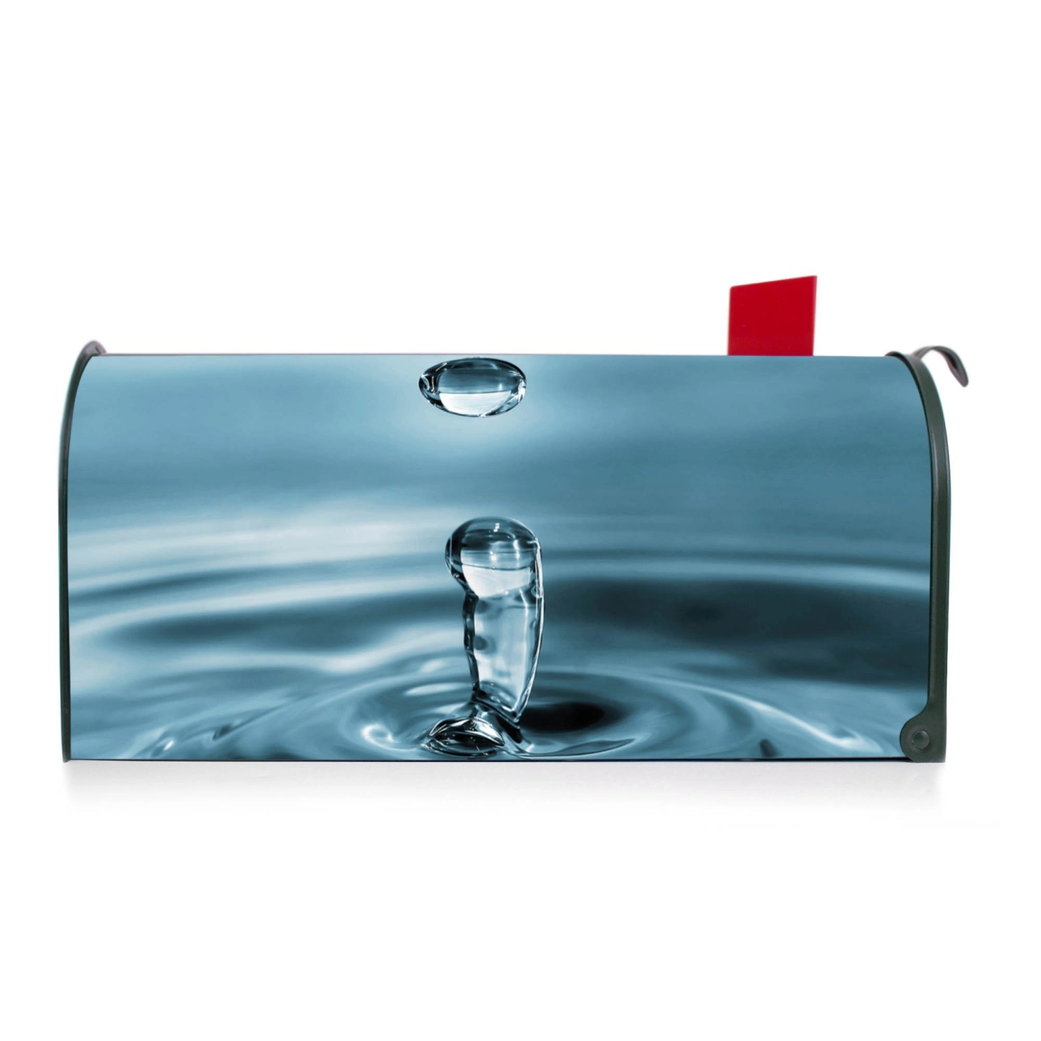 Grüner Banjado US Briefkasten mit Wassertropfen Motiv, Stahl pulverbeschichtet, 48x22x16cm.