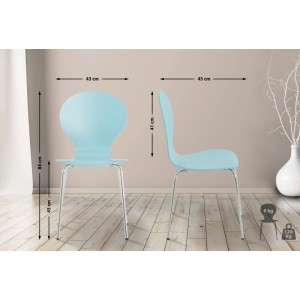 DELUKE 4er Set Besucherstuhl ATHENS Holz Hellblau 43x45x86cm Konferenzstuhl Wartezimmerstuhl Bürostuhl